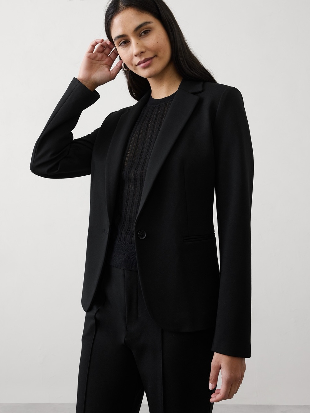 Banana Republic Black Single-Button Tailored Blazer